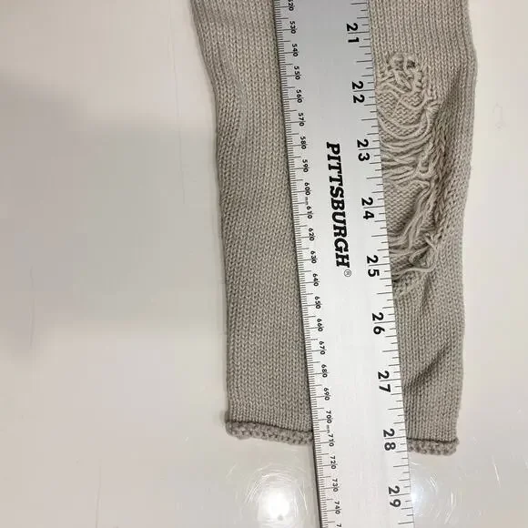 NWOT DARKER WAVS Sweater M Grey Colorblock Patchwork Distressed Oversized Crop